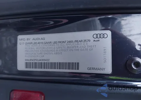 2018 Audi A5 2.0T Premium из США, поврежденный, VIN WAUENCF50JA069422